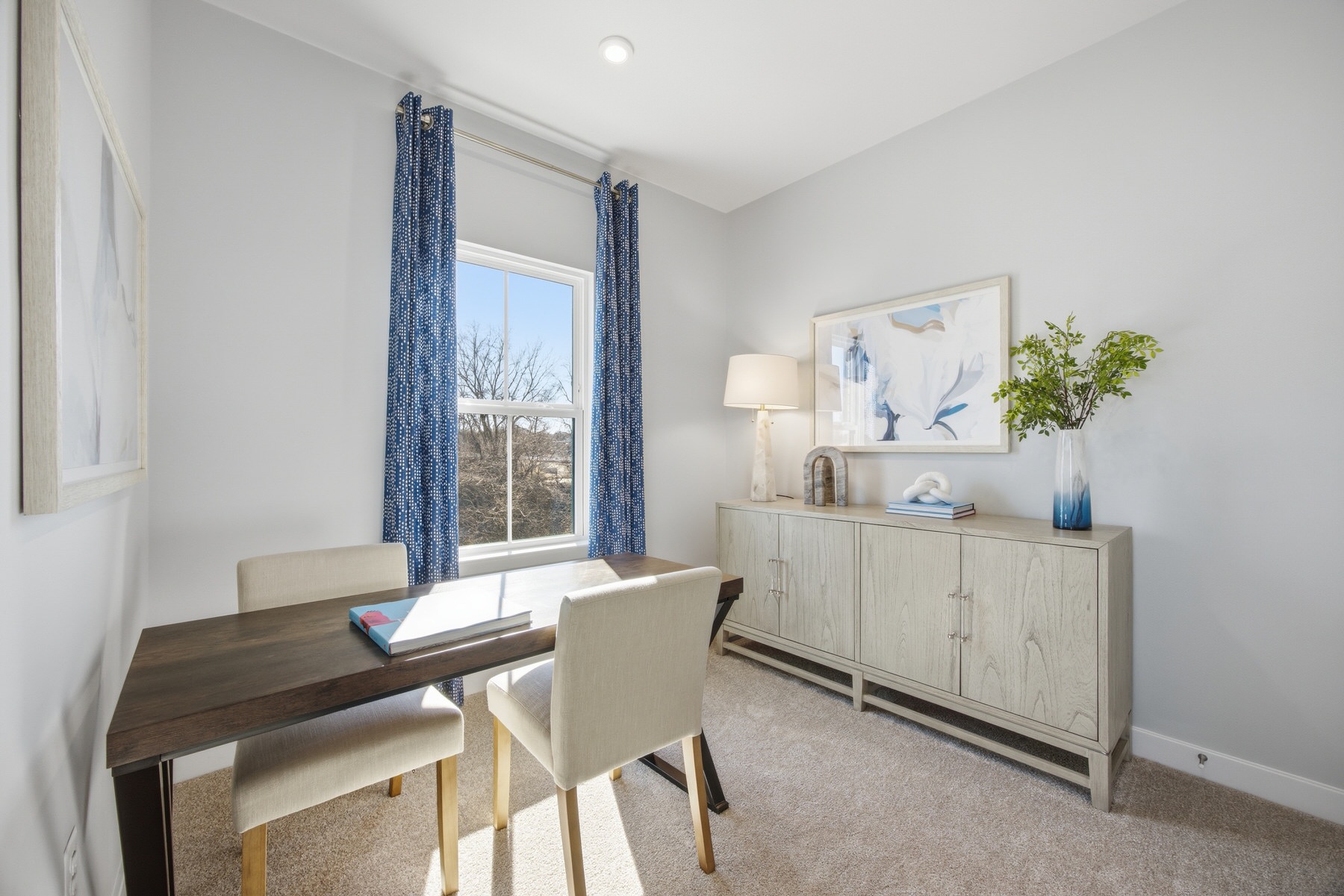 Bright home office or flex room with large window, real estate photography Central Maryland